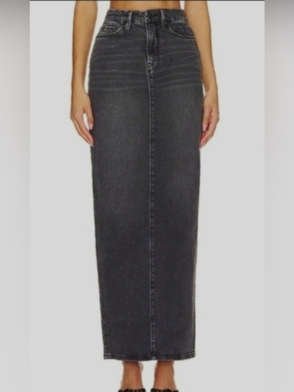 Good American Black Denim Maxi Skirt